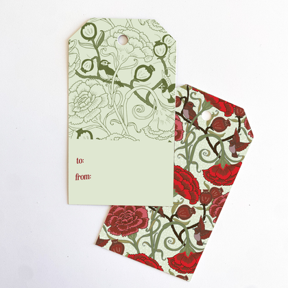re:mused studio - Carnation Pomegranate Gift Tags 2x3.5