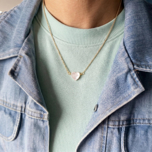 Kris Nations - Mother of Pearl Heart Necklace: Gold-Filled