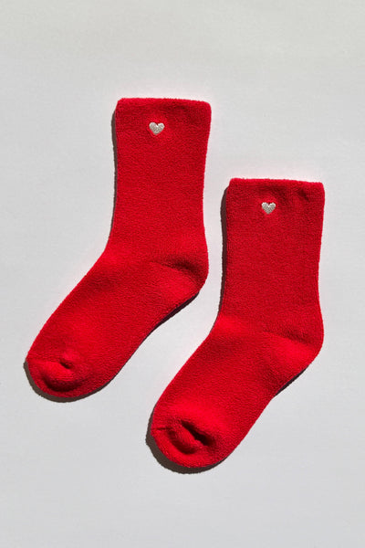 Le Bon Shoppe - Embroidered Cloud Socks : Red + Heart