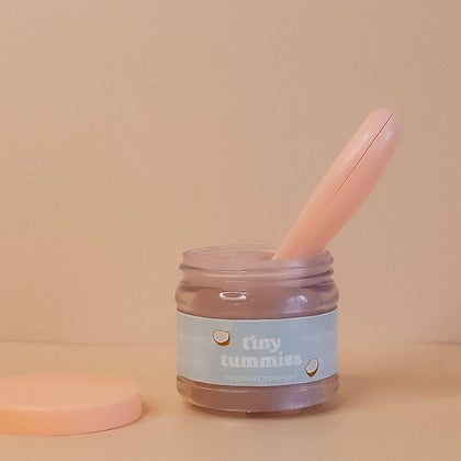 Tiny Harlow - North America - Tiny Tummies - Coconut Yogurt - Jar and spoon - Tiny Harlow