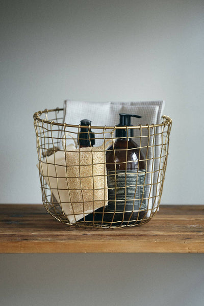 Fog Linen Work - Wire Basket Round (M)
