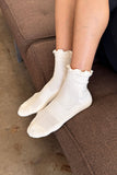 Le Bon Shoppe - Ruffled Hugger Crew Socks  (Wholesale): VANILLA / RED