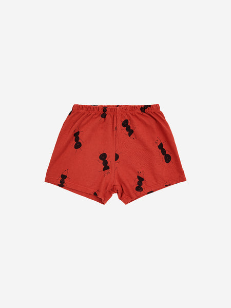Bobo Choses Baby Ant All Over Shorts ~ Burgundy Red