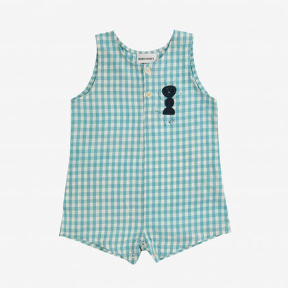 Bobo Choses Baby Ant Vichy Woven Playsuit ~ Turquoise