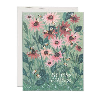Red Cap Cards - Bee-yond Grateful thank you greeting card: Singles
