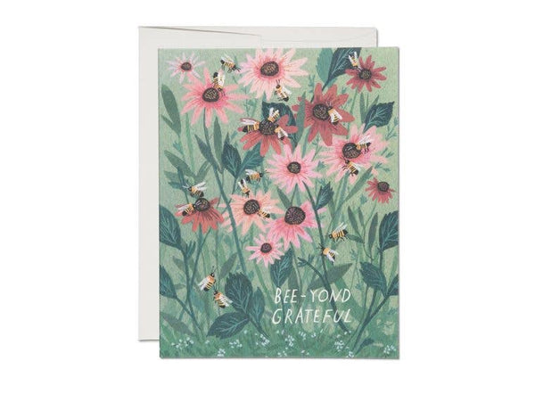Red Cap Cards - Bee-yond Grateful thank you greeting card: Singles