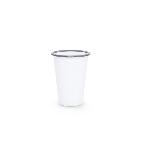 Crow Canyon Home - Vintage Enamelware 14 oz Tumbler: Grey Rim