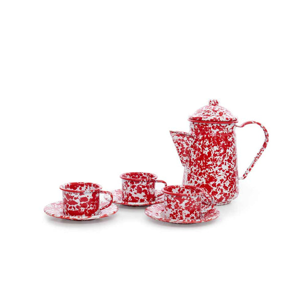 Crow Canyon Home - Splatter Enamelware Kid's Tea for Three Set: Red Splatter