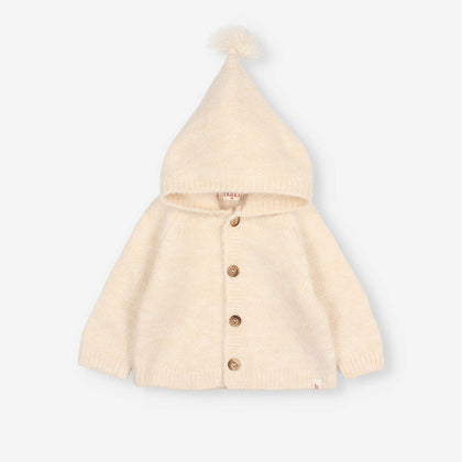 Buho Baby Hood Cardigan ~ Ecru