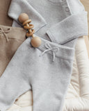 Quincy Mae - Knit Pant Heathered Dusty Blue: 3-6M