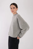 Micaela Greg Heather Grey Boucle Rolled Sweater