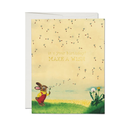 Red Cap Cards - Richard Scarry Bunny and Dandelion greeting card: Single