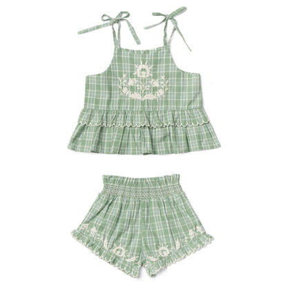 Lali Summer Blossom Set ~ Garden Plaid with Embroidery