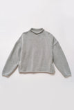 Micaela Greg Heather Grey Boucle Rolled Sweater