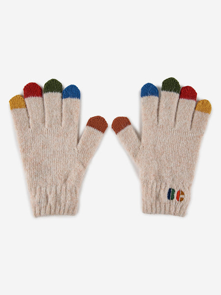 Bobo Choses BC Colored Fingers Knitted Gloves ~ Beige