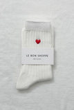 Le Bon Shoppe - Embroidered Her Socks - Pink Water + Heart