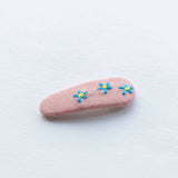 Tangle Shiny Stars - Embroidered non-slip hair clip (Pink and flowers)