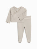 Colored Organics - Riley 2 Piece Kimono Wrap Top and Pant Set: Mint / 3-6M