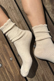 Le Bon Shoppe - Linen Scallop Socks - (wholesale): Pale Blue