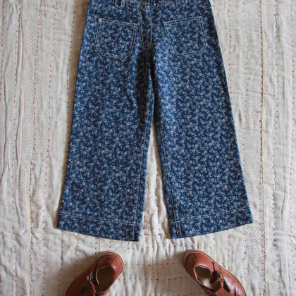 Bonjour Pants ~ Blue Denim Flower