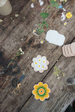 Studio Wald - UK Made - Keyring Flower Press - Greens & Yellows