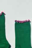 Le Bon Shoppe - Ruffled Modal Socks Spinach w/ Pink