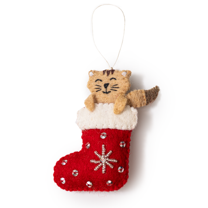 Global Goods Partners - Felt Stocking Animal Ornaments: Cat