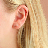 Kris Nations - Bow with Crystals Stud Earrings: 18K Gold Vermeil