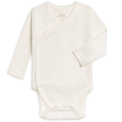 Colored Organics - Organic Baby Rose Pointelle Kimono Bodysuit - Coconut: 3-6M