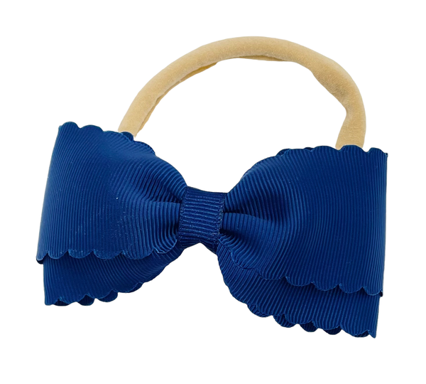Winn and William - Scallop "Lottie" Baby Headband: Nylon Headband / Navy