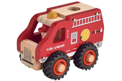 Magni ApS - Wooden Fire Engine With Rubber Wheels: 18m+ / 236
