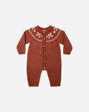 Rylee & Cru Baby Fair Isle Romper ~ Ruby