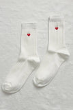 Le Bon Shoppe - Embroidered Her Socks - Pink Water + Heart