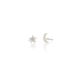Kris Nations - Star and Moon Crystal Stud Earrings: 18K Gold Vermeil