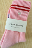 Le Bon Shoppe - Embroidered Boyfriend socks: Amour Pink + Heart