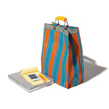 RECYCLED PLASTIC STRIPE BAG - Rectangle D15: Orange x Blue
