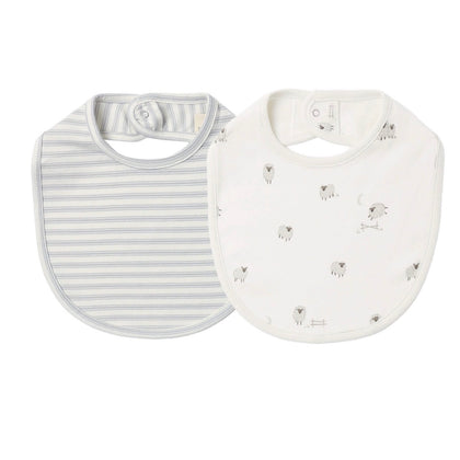 Quincy Mae Jersey Snap Bib, 2 Pack ~ Sheep, Stripe