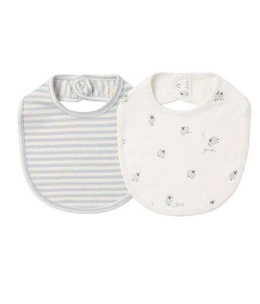 Quincy Mae Jersey Snap Bib, 2 Pack ~ Sheep, Stripe