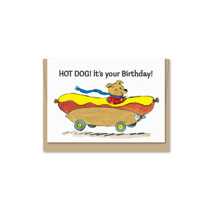 Maginating - Mini Hot Dog | Enclosure-sized  Birthday Greeting Card
