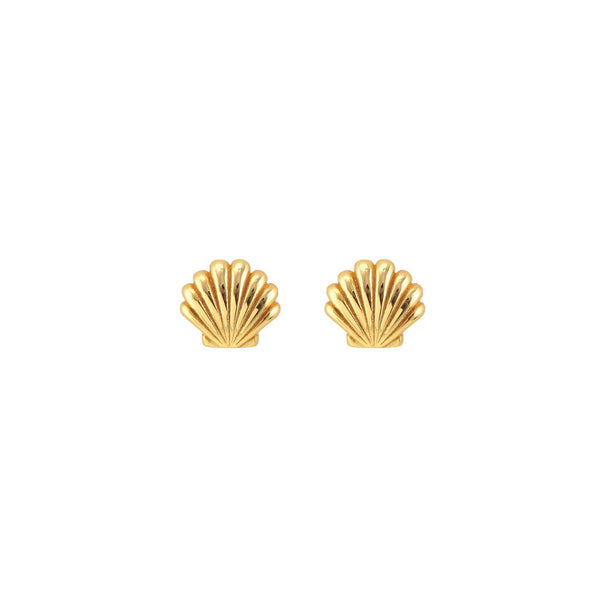 Kris Nations - Seashell Stud Earrings: 18K Gold Vermeil