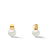 CC & Co by Catherine Canino - Smooth + Classic Pebble Pearl Posts- Medium: White