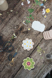 Studio Wald - UK Made - Keyring Flower Press - Greens & Yellows