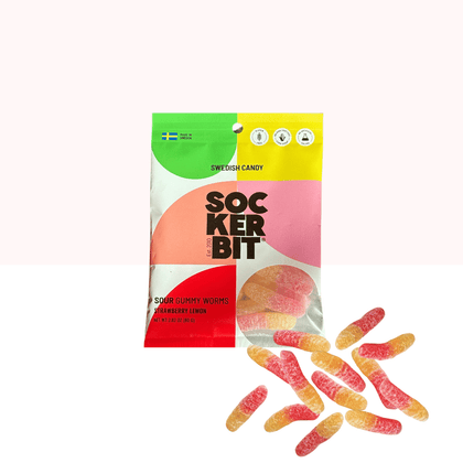 Sockerbit - Sour Gummy Worms Swedish Candy Bag 2.8oz