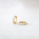 Kris Nations - Baguette Huggie Hoop Earrings: 18K Gold Vermeil