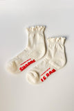 Le Bon Shoppe - Ruffled Hugger Crew Socks  (Wholesale): BANANA CREAM / RED