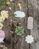 Studio Wald - UK Made - Keyring Flower Press - Greens & Yellows