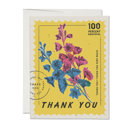 Red Cap Cards - 100 Percent thank you greeting card: Singles