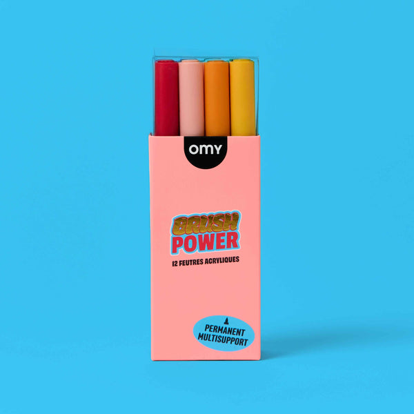 OMY - 12 BRUSH POWER ACRYLIC MARKERS