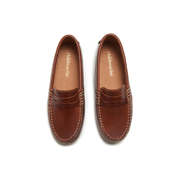 Childrenchic Leather Penny Loafers in Brown