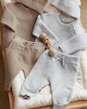 Quincy Mae - Bailey Knit Sweater Heathered Dusty Blue: 12-18M